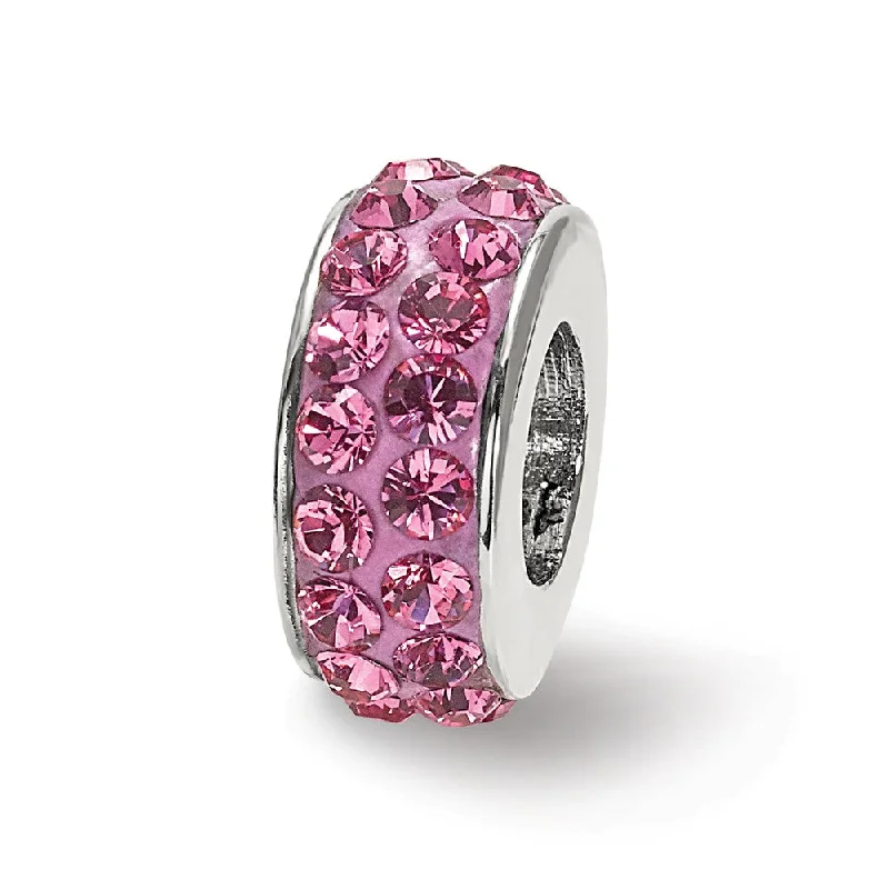 Special Sale On Handcrafted Jewelry – Shop Today Sterling Silver with Bright Pink Crystals Oct Double Row Bead Charm