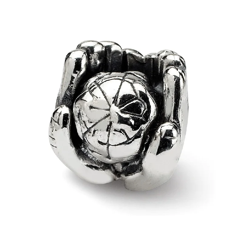 Sterling Silver World in Hands Bead Charm