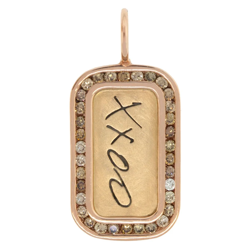 XXOO Rose Gold Channel Set ID Tag