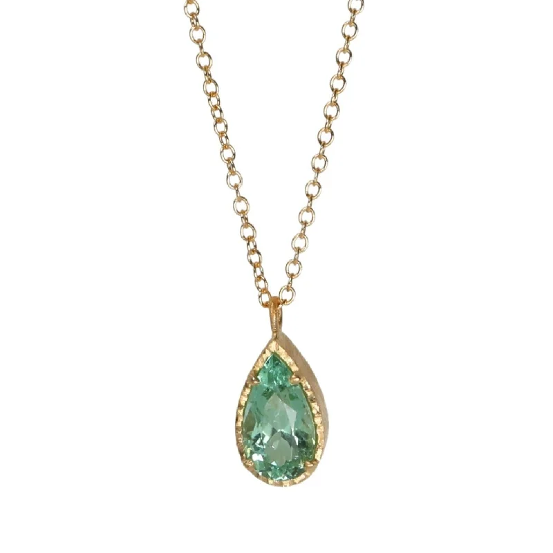 Teardrop Mint Green Tourmaline Necklace