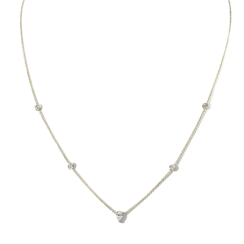 Gold Pear-Shaped Diamond Bezel Chain