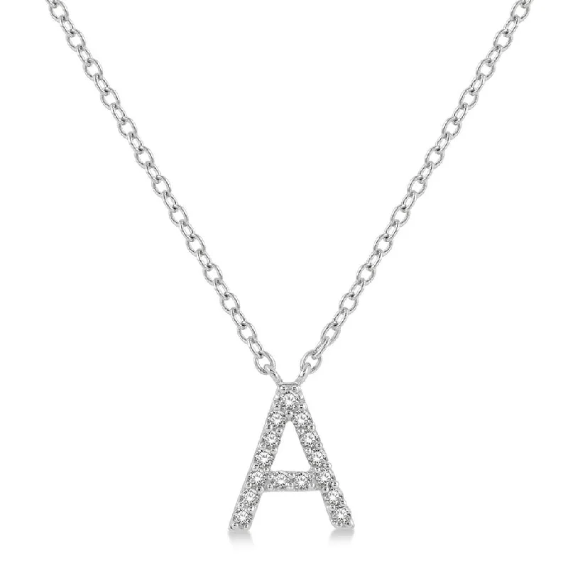 10K White Gold A Initial Diamond Necklace