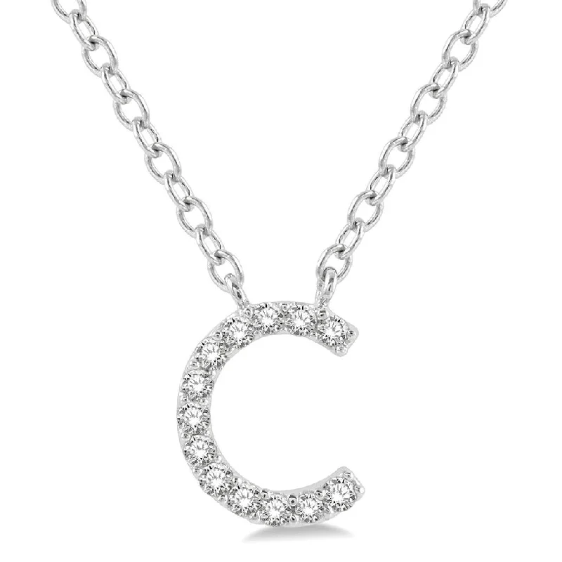 10K White Gold C Initial Diamond Necklace