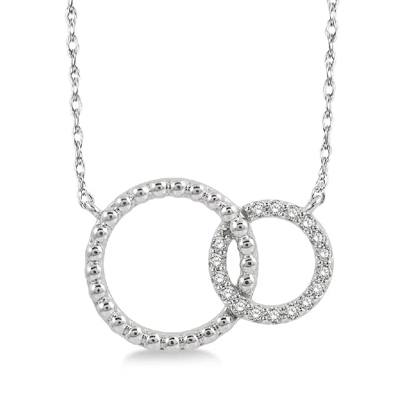 10K White Gold Double Circle Diamond Necklace