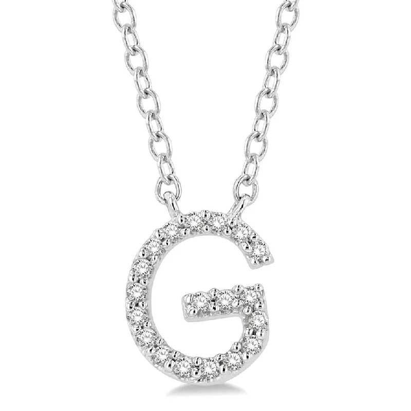 10K White Gold G Initial Diamond Necklace