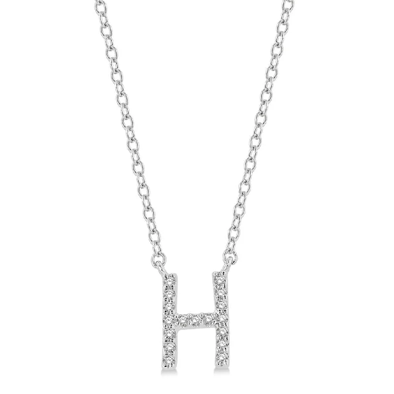 10K White Gold H Initial Diamond Necklace