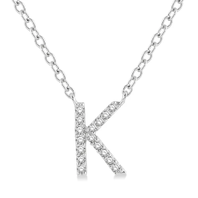 10K White Gold K Initial Diamond Necklace