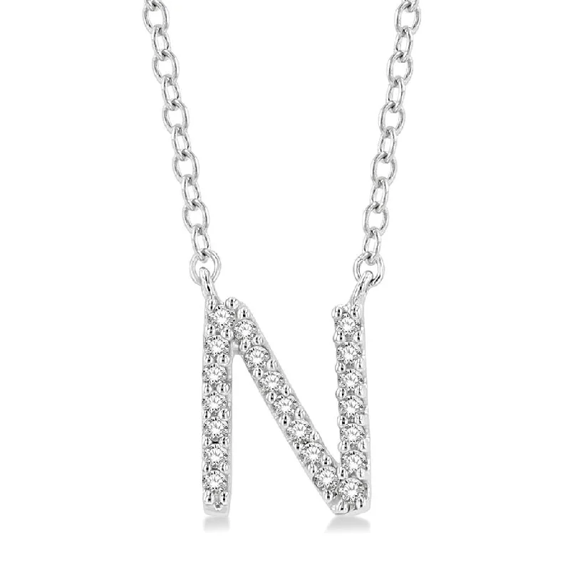 10K White Gold N Initial Diamond Necklace