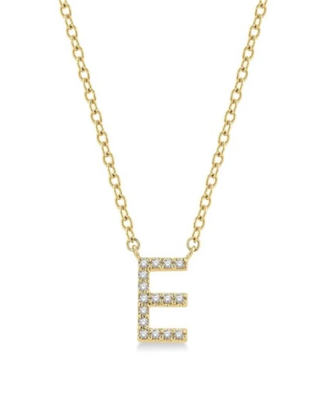 10K Yellow Gold E Initial Diamond Necklace