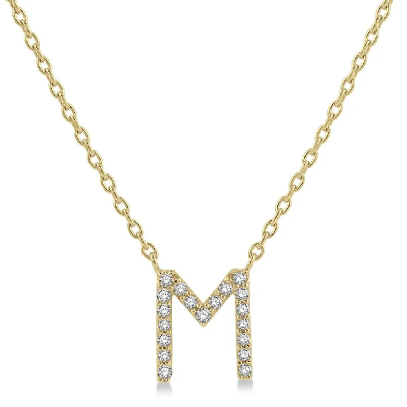 10K Yellow Gold M Initial Diamond Necklace