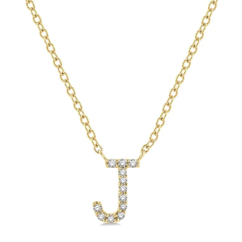 10K Yellow Gold Natural Diamonds Initial J Necklace