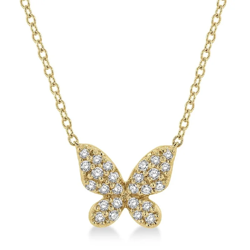 10K Yellow Gold Petite Butterfly Diamond Necklace