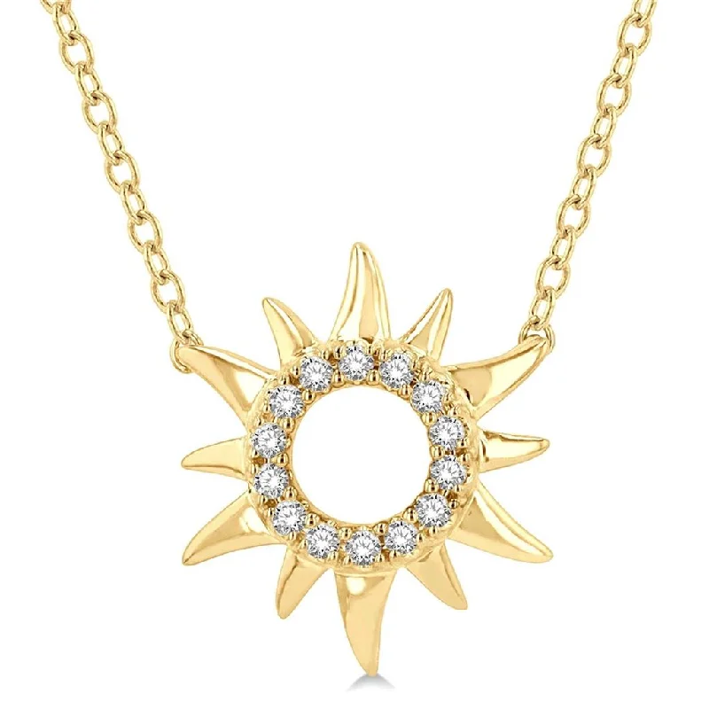 10K Yellow Gold Petite Sunburst Diamond Necklace