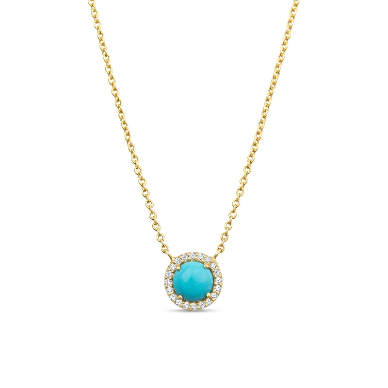 Aubrey 14K Gold Turquoise Pendant Necklace with Diamonds