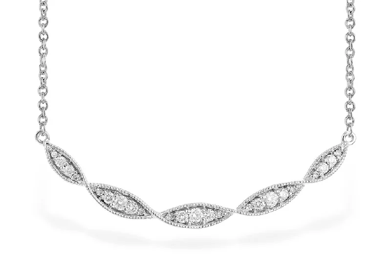 14K White Gold Diamond Bar Necklace