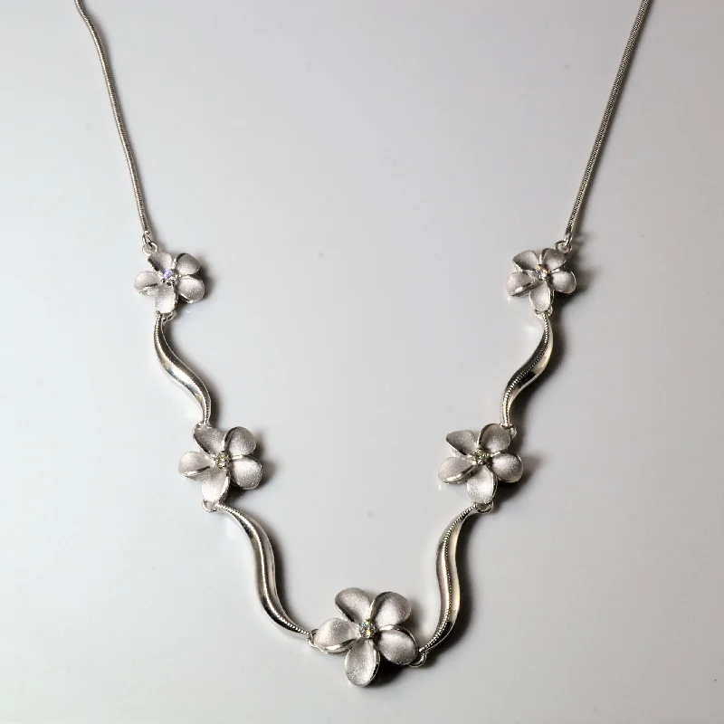 Glamorous Jewelry, Glamorous Deals – Shop Now White Gold Diamond Plumeria Necklace | 0.10ctw | 18" |