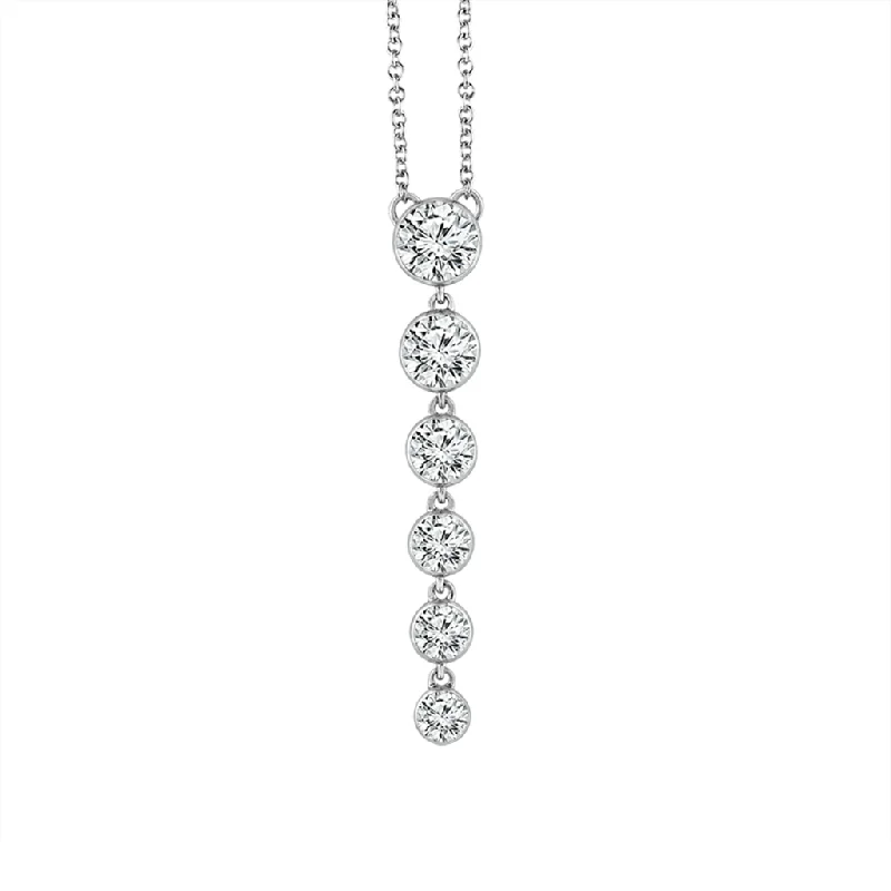 14K White Gold Lab Grown Graduating Diamonds Drop Pendant