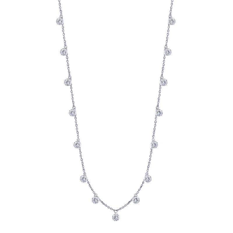 14K White Gold ‘Naked Diamonds’ Station Necklace