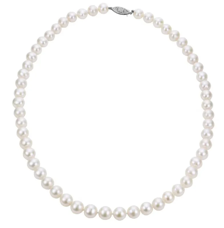 14K White Gold Pearl Strand Necklace