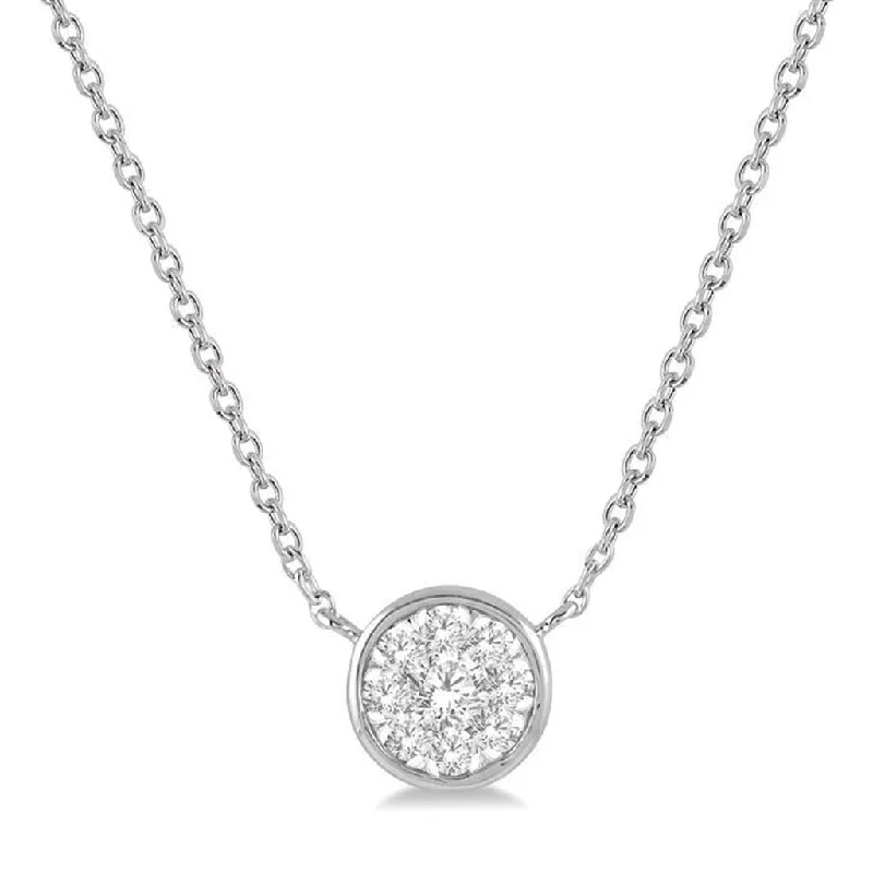 14K White Gold Round Shape 'Lovebright' Diamond Necklace