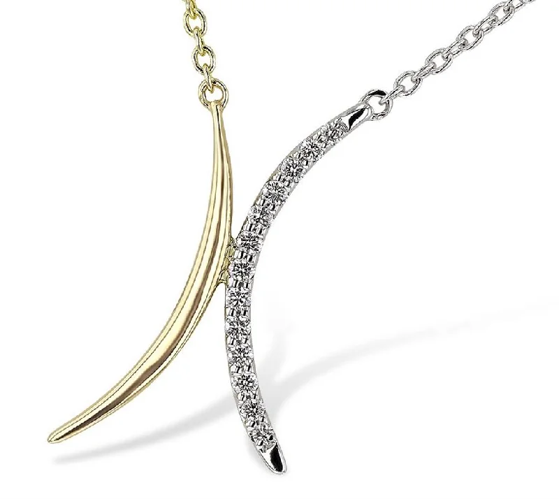 14K Yellow And White Gold X Diamond Necklace