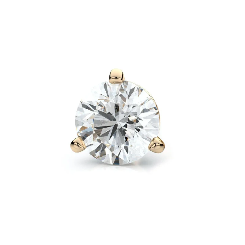 14k Yellow Gold 3-prong Martini Round Diamond Single Stud Earring 0.10ctw (3.0mm Ea), H-i Color, Si Clarity