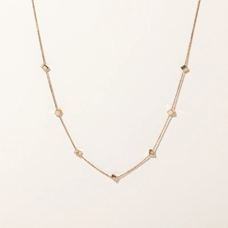 14k Yellow Gold Satellite Cube Necklace | 20" |