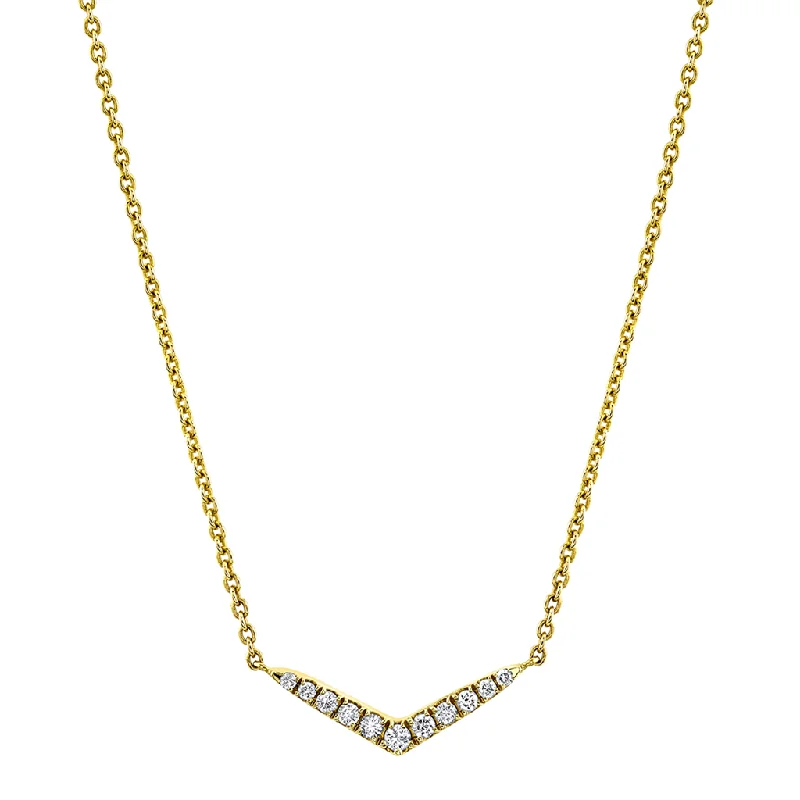 14K Yellow Gold Diamond Bar Necklace