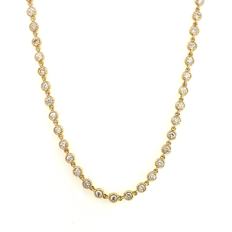 14K Yellow Gold Diamond Link Necklace