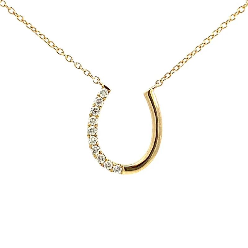 14K Yellow Gold Horseshoe Diamond Necklace