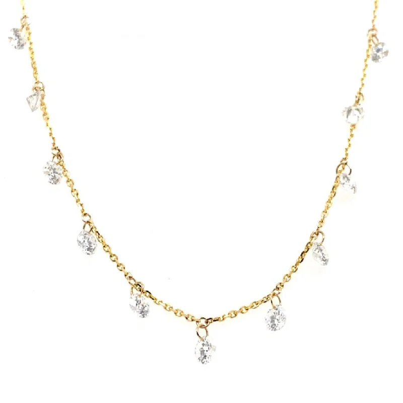 14K Yellow Gold ‘Naked Diamonds’ Station Necklace