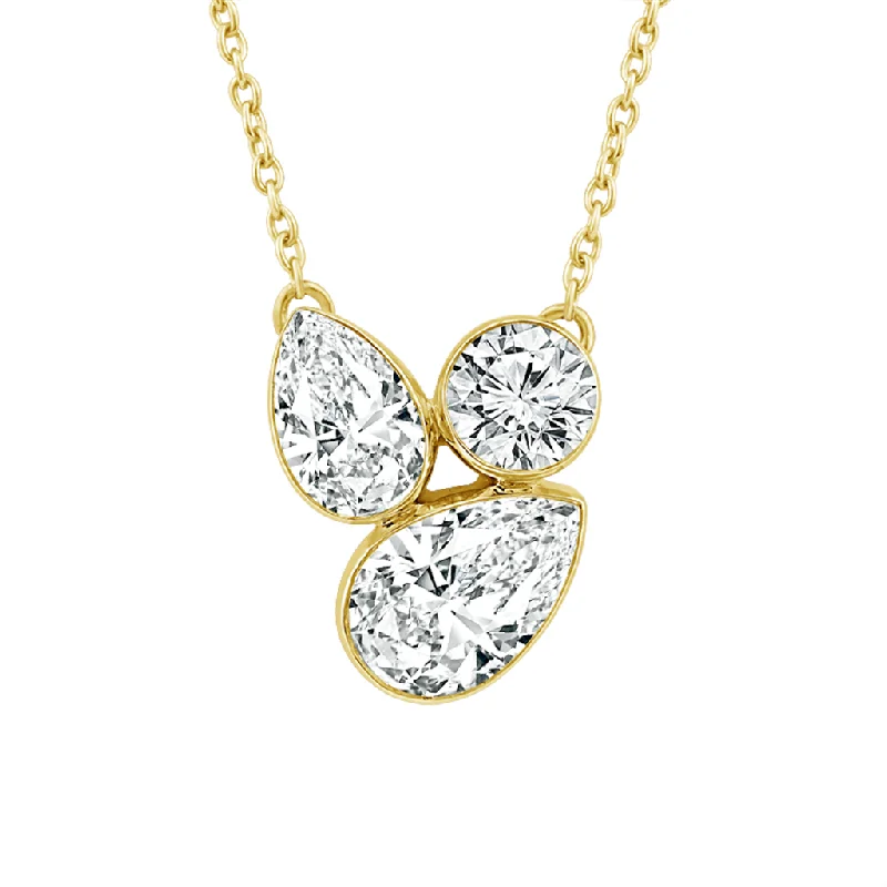 14K Yellow Gold Lab Grown Diamonds Cluster Necklace