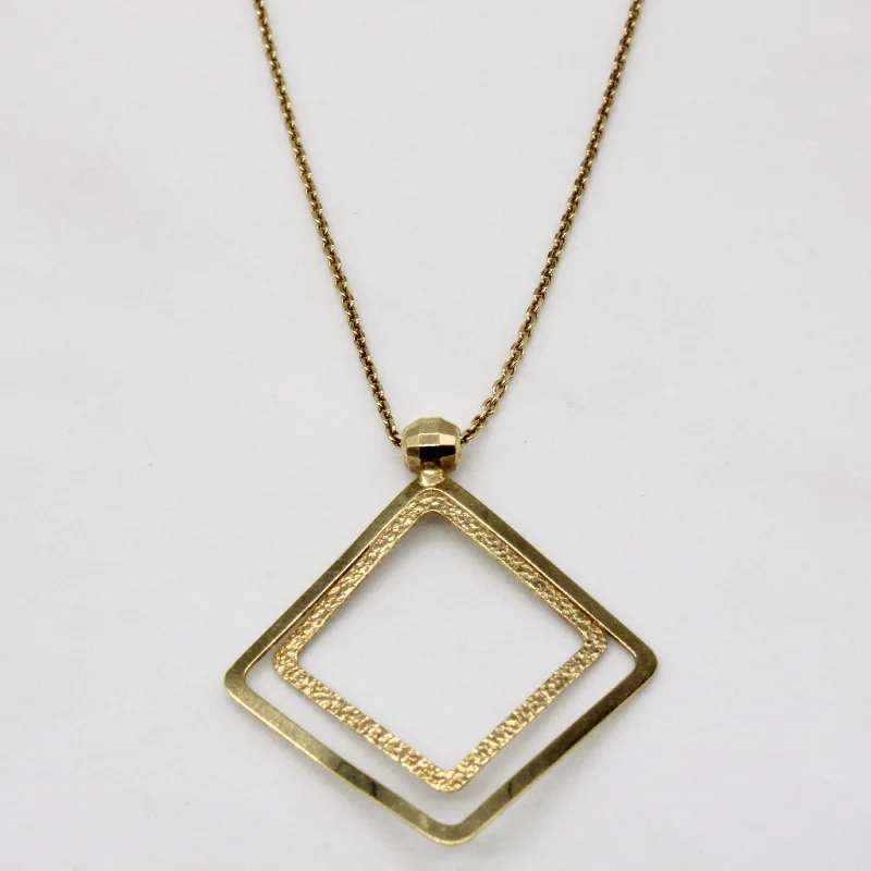 14k Yellow Gold Square Pendant Necklace | 17" |