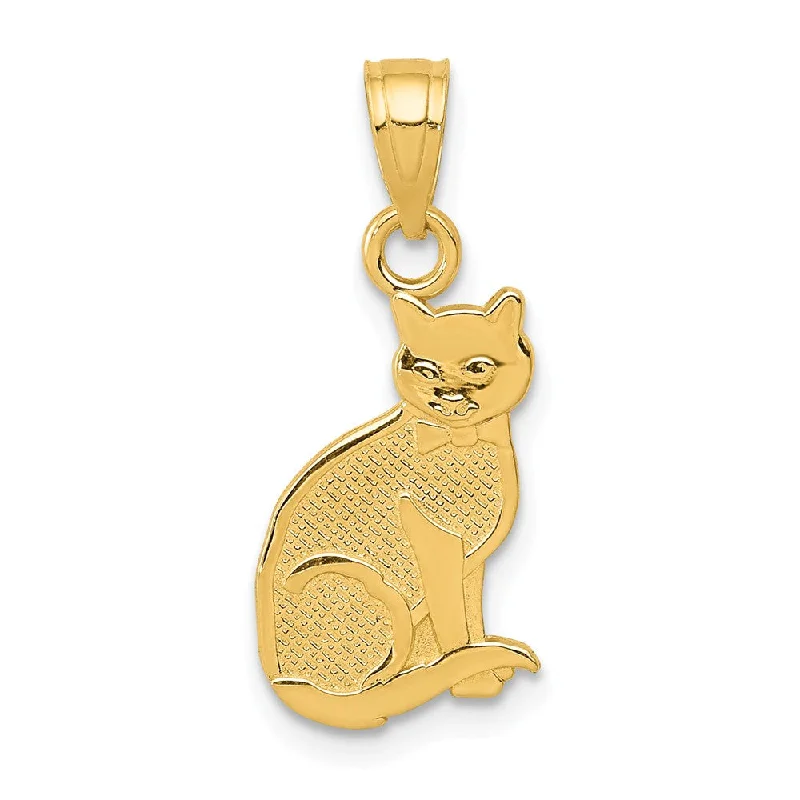 14k Yellow Gold Reversible I Heart My Cat Pendant