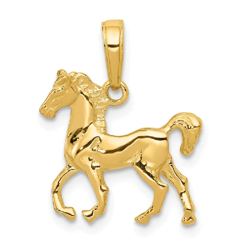 14k Yellow Gold Small Walking Horse Pendant