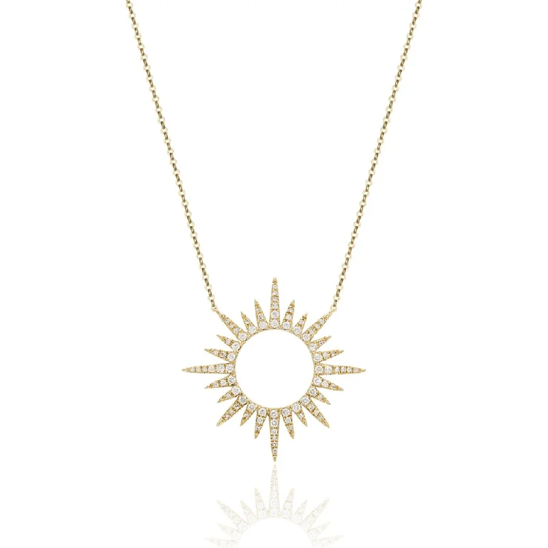 14K Yellow Gold Sunburst Diamond Necklace