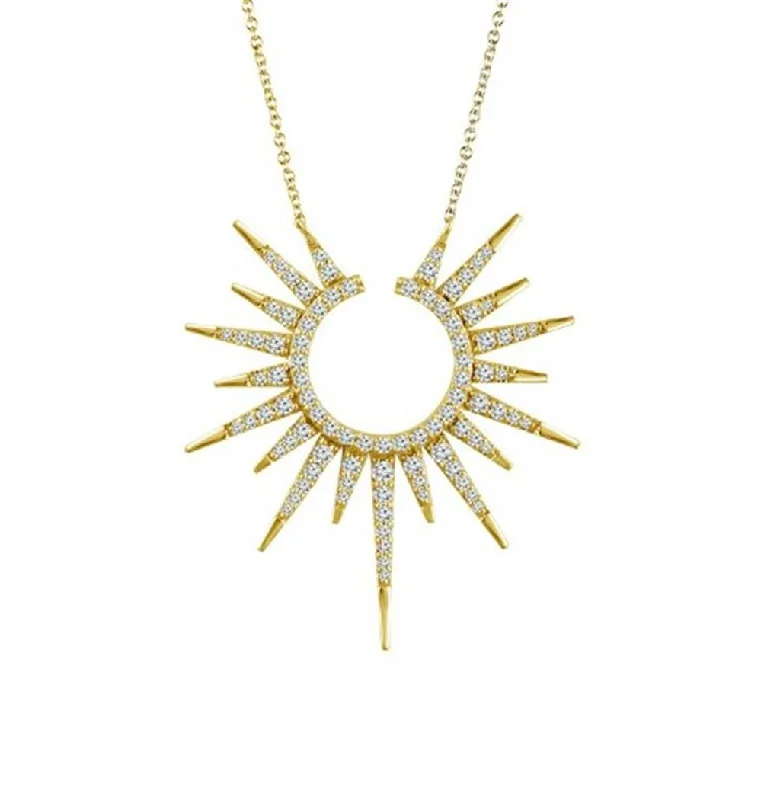 14K Yellow Gold Sunburst Diamond Necklace