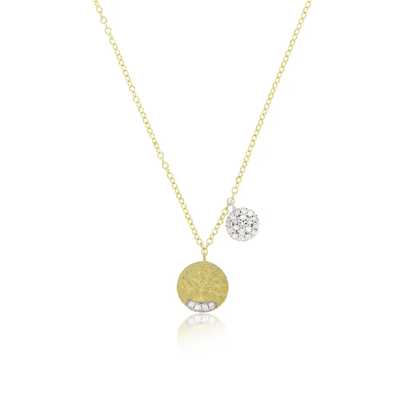 14K Yellow Gold Tree Of Life Diamond Necklace