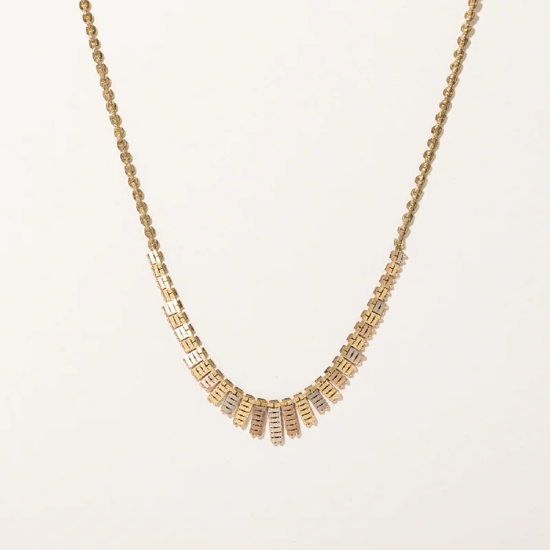 18k Tri Tone Gold Plate Link Necklace | 16" |