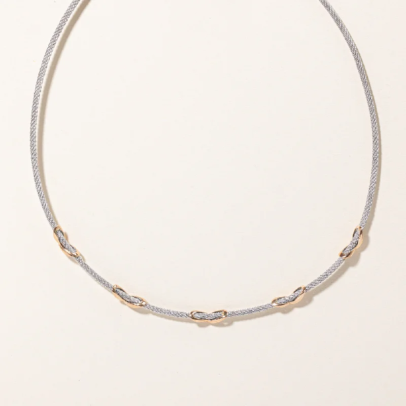 18k Two Tone Gold Wire Band Choker | 16" |