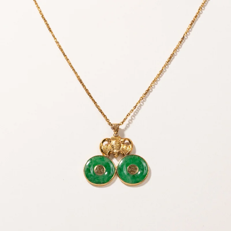 22k Yellow Gold Jade Necklace | 16.50x16.50x2.00mm | 13"