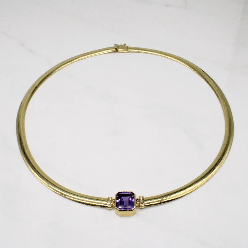 Amethyst & Diamond Necklace | 4.70ct, 0.06ctw | 18" |