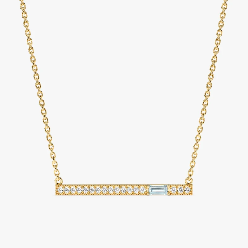 Aquamarine Diamond Bar Necklace, Madilyn