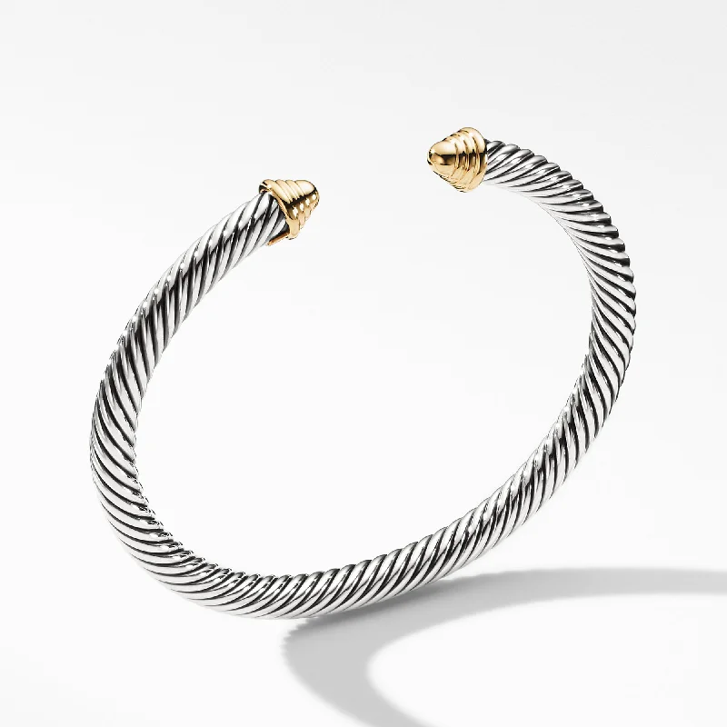 Make Your Outfit Shine With Discounted Jewelry Classic Cable Bracelet in Sterling Silver with 14K Yellow Gold Domes\, 5mm