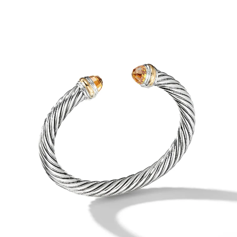 High-End Sparkle, Low-End Prices – Shop Now Classic Cable Bracelet in Sterling Silver with 14K Yellow Gold and Citrine\, 7mm