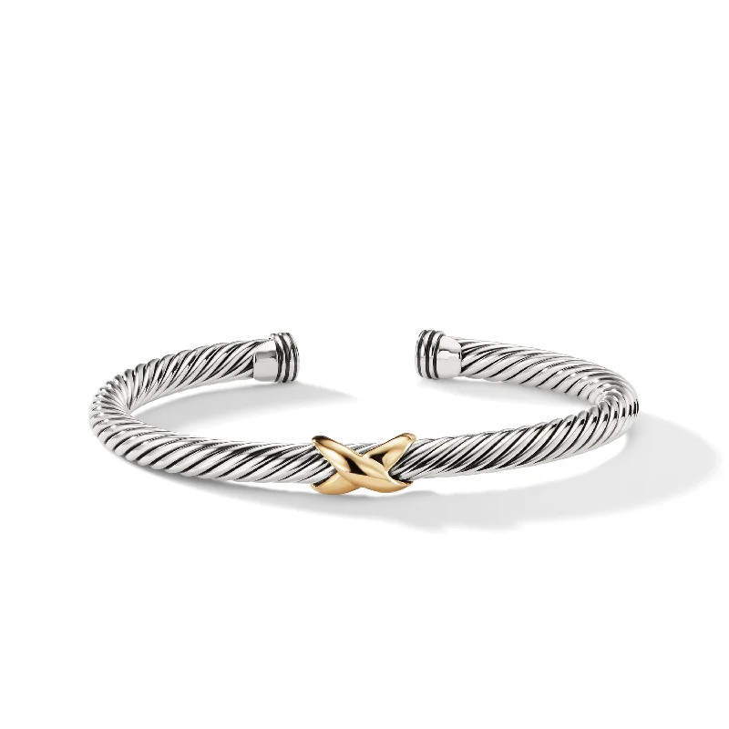 Your Dream Jewelry At Dream Prices X Classic Cable Station Bracelet in Sterling Silver with 14K Yellow Gold\, 5mm