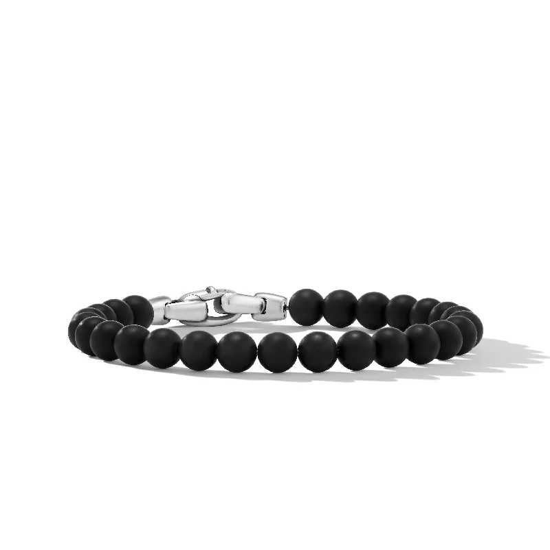 Shop Fine Jewelry With Amazing Deals Spiritual Beads Bracelet in Sterling Silver with Black Onyx\, 6mm