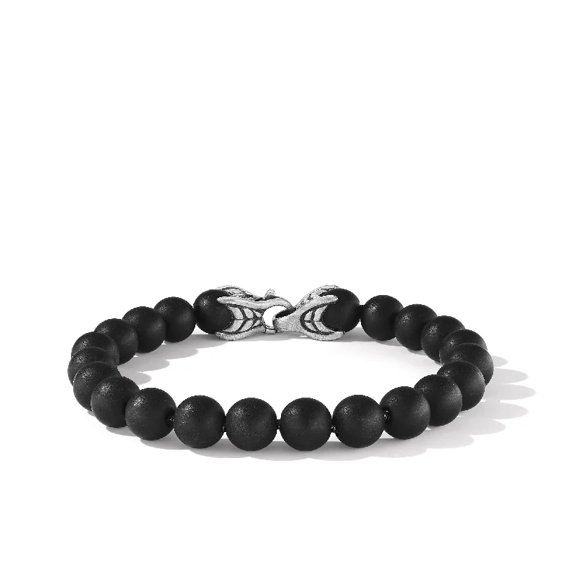 Don't Miss Out On Jaw-Dropping Jewelry Discounts Spiritual Beads Bracelet in Sterling Silver with Black Onyx\, 8mm