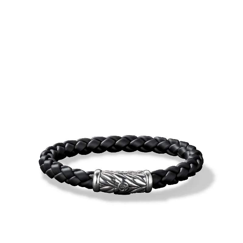 Timeless Jewelry At Special Discount Rates Chevron Bracelet in Black Rubber and Sterling Silver\, 8mm