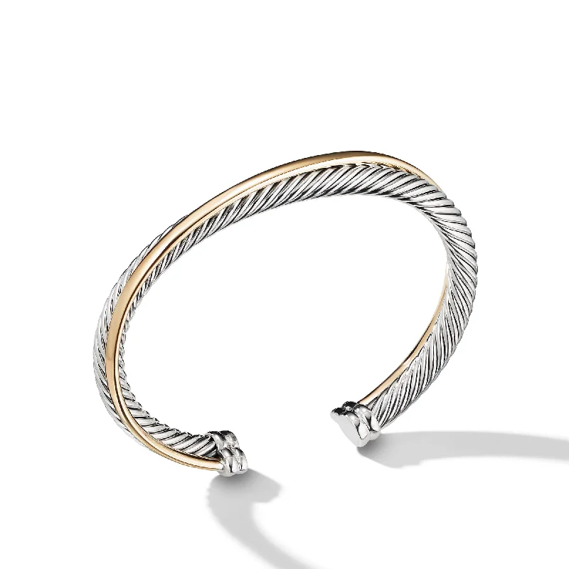 Shop Fine Jewelry With Exclusive Savings Crossover Two Row Cuff Bracelet in Sterling Silver with 18K Yellow Gold\, 5mm